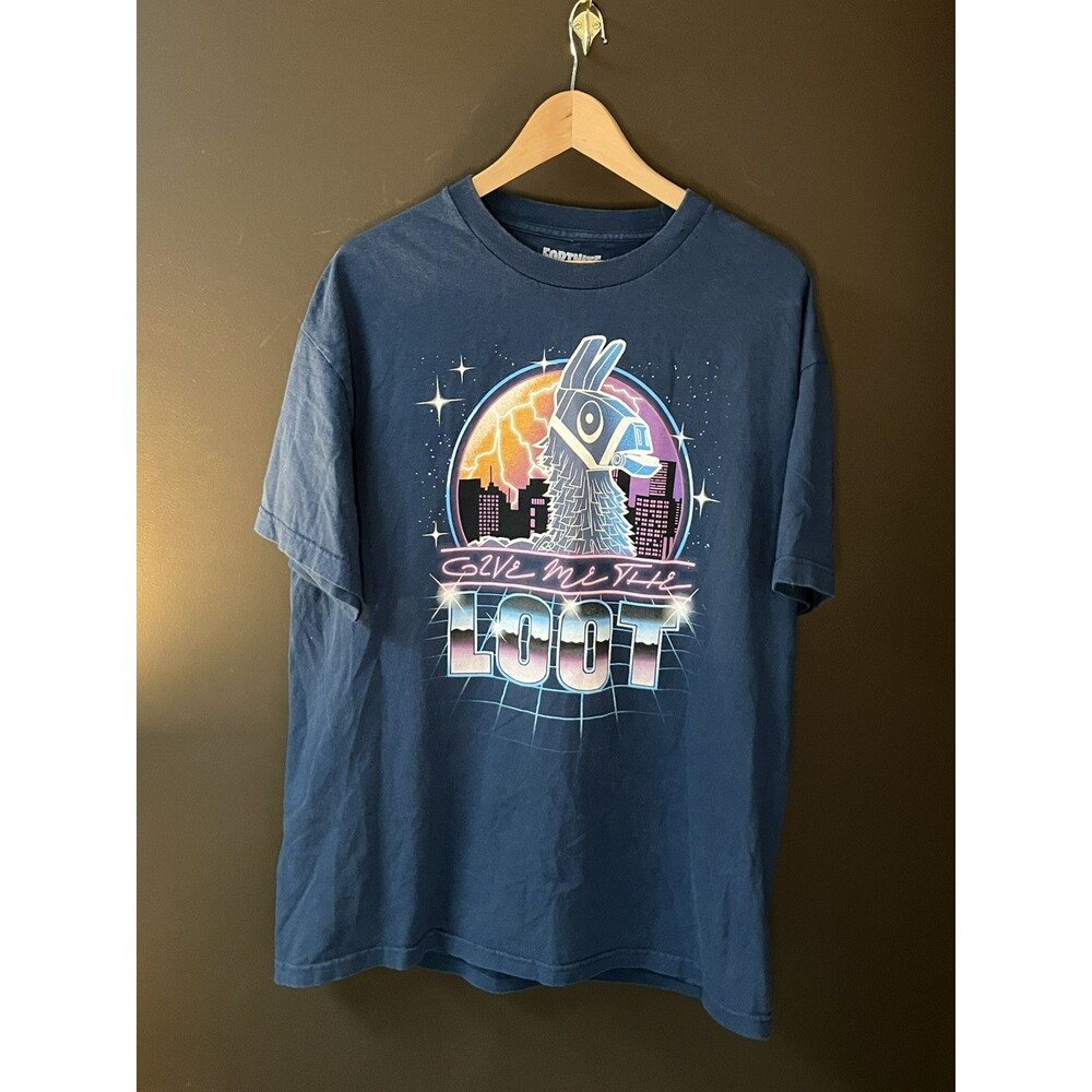 Fortnite Men's Llama Give Me The Loot Blue Short Sleeve Graphic T-Shirt Size XL